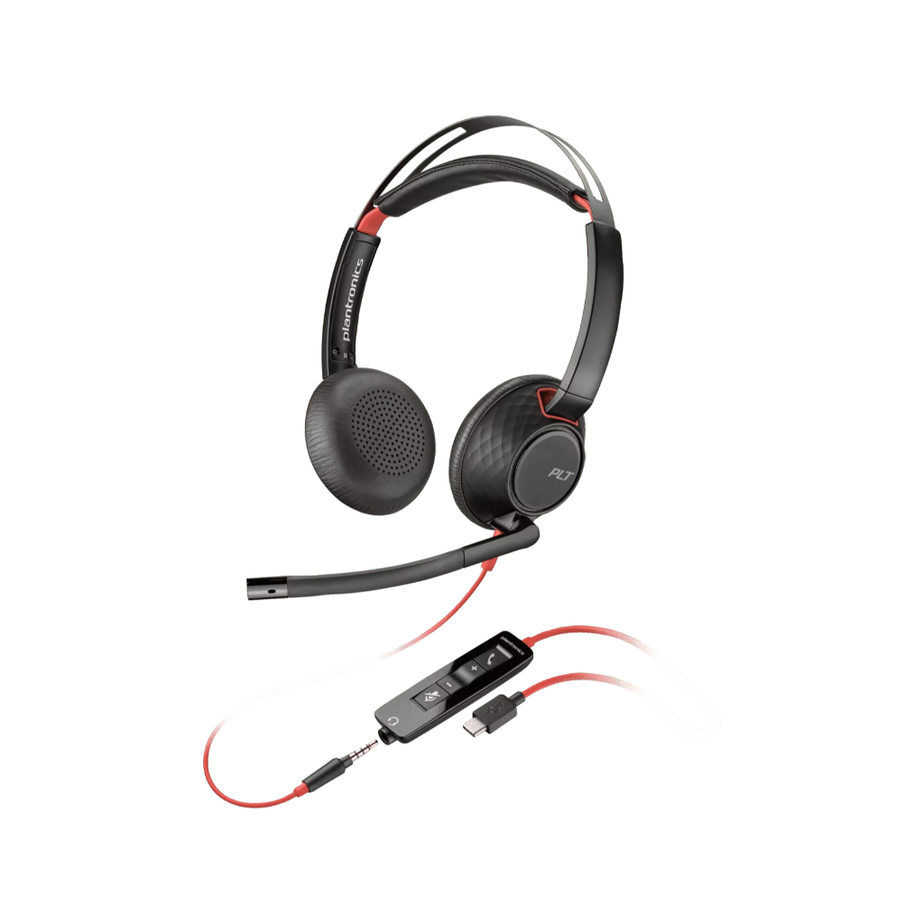 Poly Blackwire 5220 Stereo USB-C Headset +3.5mm Plug +USB-C/A Adapter