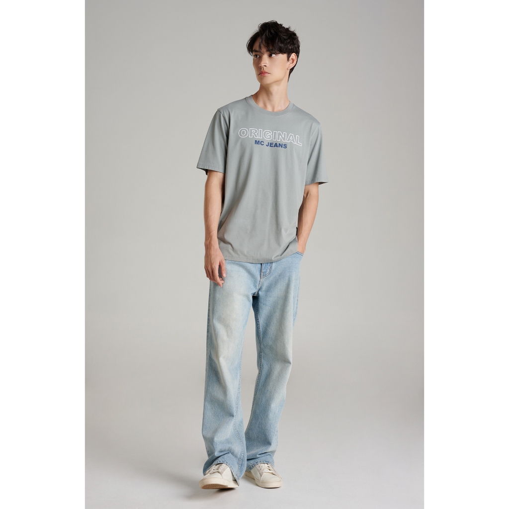 Mc jeans เสื้อยืดแขนสั้นผู้ชาย คอกลม สีเทา MTTZ856