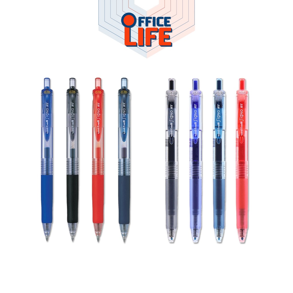 ปากกาเจล UNI-Ball SIGNO RT ขนาดหัวปาก 0.38 - 0.5 mm สีน้ำเงิน / กรม / ดำ / แดง [ 1 ด้าม ]