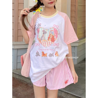 (เฉพาะเสื้อ) Hello 𐙚 เสื้อover size & baby tee ลาย Lady โบว์