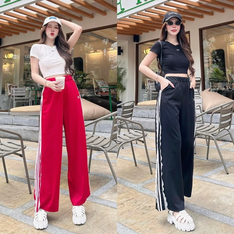 ชุดเซตกางเกงขายาว ชุดวอม เสื้อยืด+กางเกงขายาวเอวสูง งานป้าย brt