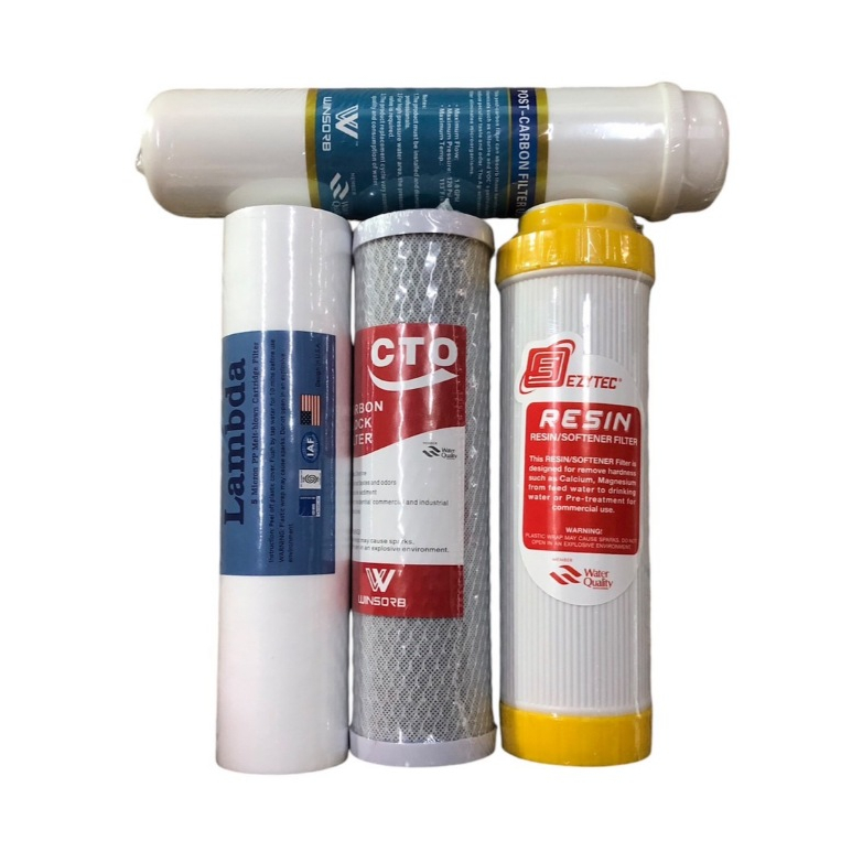 ชุดไส้กรองน้ำ 4 ขั้นตอน ขนาด 10 นิ้ว แคปซูล ขนาด 12 นิ้ว x 2.5 นิ้ว