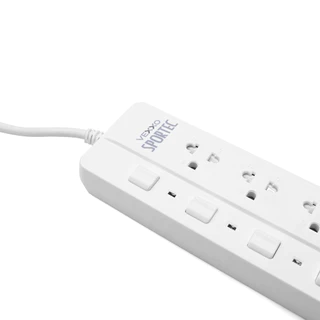 ปลั๊กไฟ Vexxo Sportec รุ่น P440 (10A 2300W) : 4 ช่องเสียบ 4 สวิตช์ : สายยาว 3 เมตร / 5 เมตร