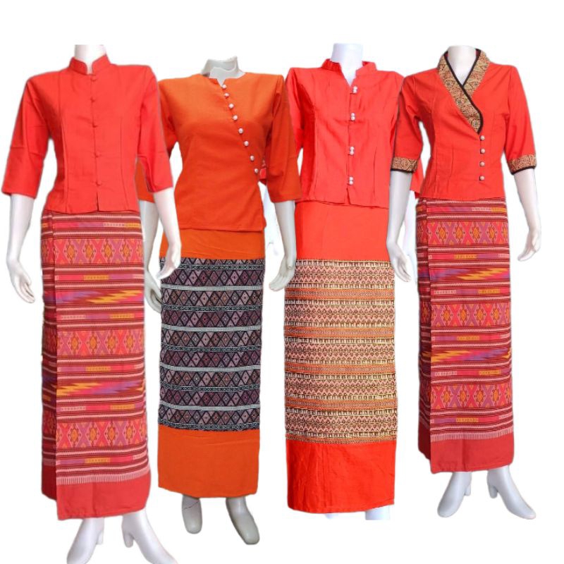 ชุดพื้นเมืองสีส้ม ผ้าฝ้ายเกรดคุณภาพเหมาะสำหรับผู้หญิง ใส่ได้ทุกโอกาส ทุกเทศกาล มีรอบอก34-52 สไตล์ล้านนา #ชุดสีส้ม