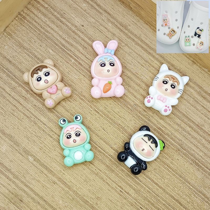 เรซิ่นdiy/จิบบิท ชินจังใส่มาสคอตสัตว์ 5 ชิ้น (สามารถเลือกเป็นเรซิ่นหรือจิบบิทได้)