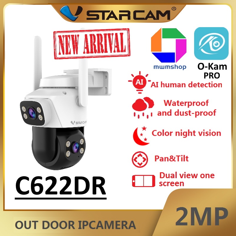 Vstarcam C622DR (เลนส์คู่) ใหม่ 2024 กล้องวงจรปิดไร้สาย ความละเอียด 2MP(1296P) Outdoor ภาพสี มีAI+ คนตรวจจับสัญญาณเตือน