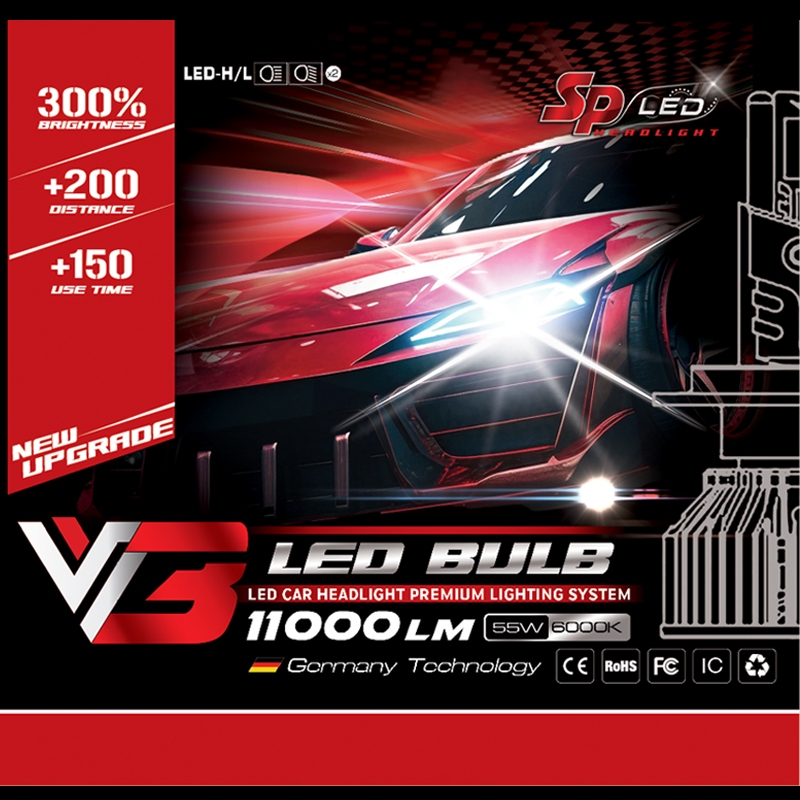 หลอดไฟหน้ารถยนต์ LED ยี่ห้อ SP-LED รุ่น V3  New Upgrade (ปลั๊กเดิมตรงร่น) รับประกัน 18 เดือน