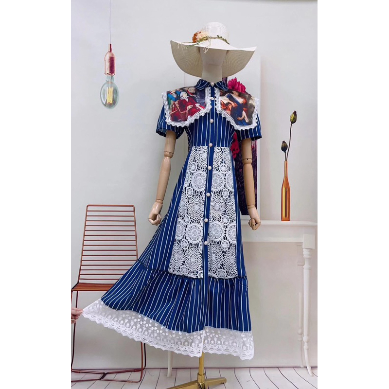 (xl) เดรสยาว แต่งคอปกอลัง งานตามหา CLT