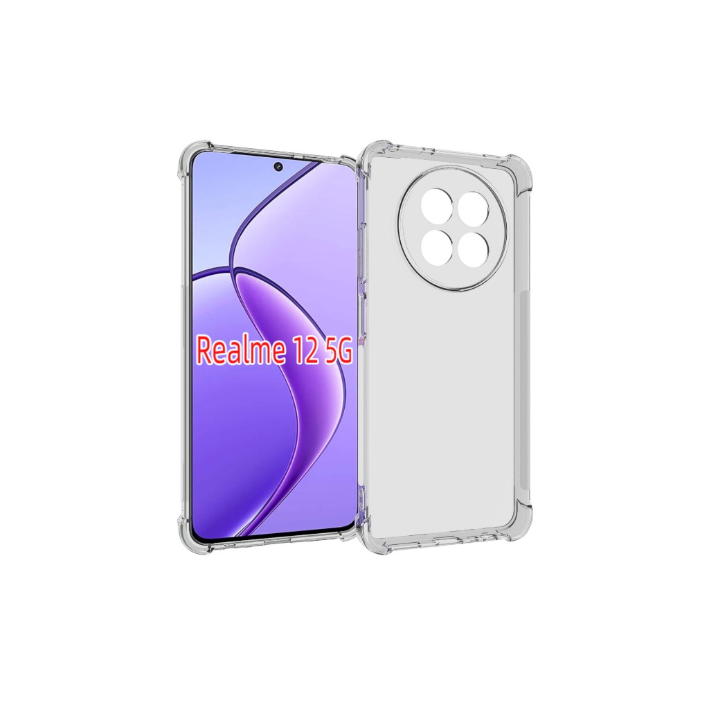 เคสสำหรับ realme 12 5G และ Realme 12X 5G (ใช้ร่วมกัน)แบบ TPU ใสเสริมขอบและมุมกันกระแทก