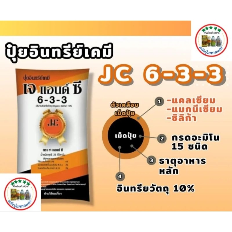 ปุ๋ยมูลค้างคาว 6-3-3 เจ แอนด์ ซี 25 กก.(สั่งครั้งละ 1 กระสอบ)