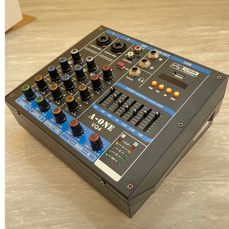 มิกเซอร์ขยายเสียง เพาเวอร์มิกเซอร์ 4 ช่อง พาเวอร์มิกเซอร์แอมป์ Power mixer 4 channel รุ่น VQ4