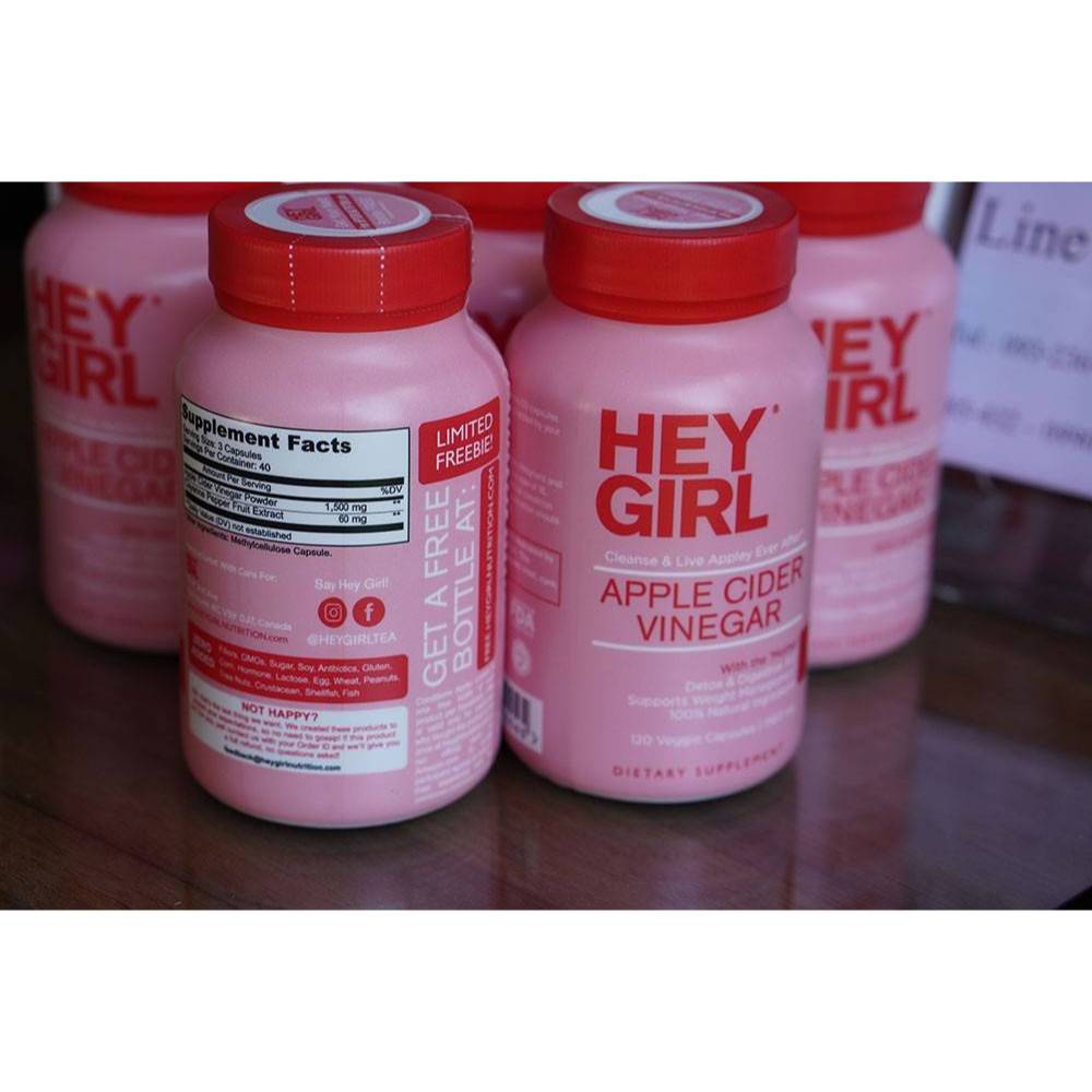 Apple cider vinegar Hey girl ปริมาณ 2160mg ขนาด 120แคปซูล