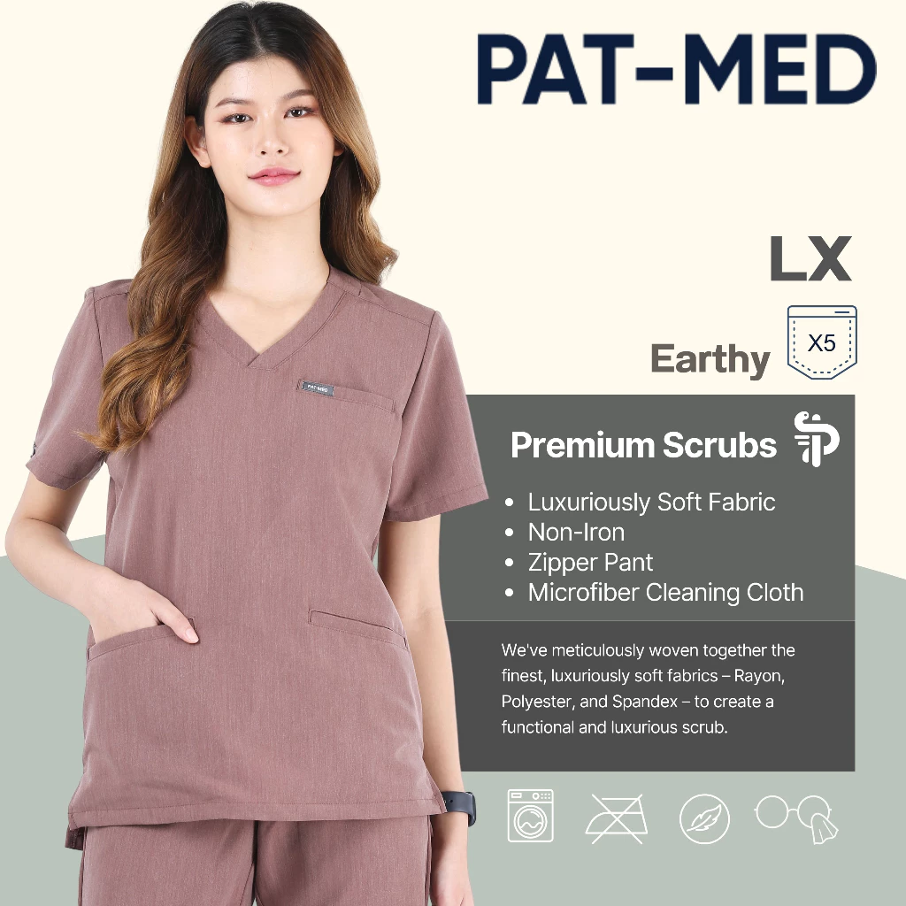 PAT-MED Scrubs Sets Top & Pants for Female รุ่น LX - Earthy ชุดสครับแพทย์ พยาบาล (ไม่รวมปักชื่อ)