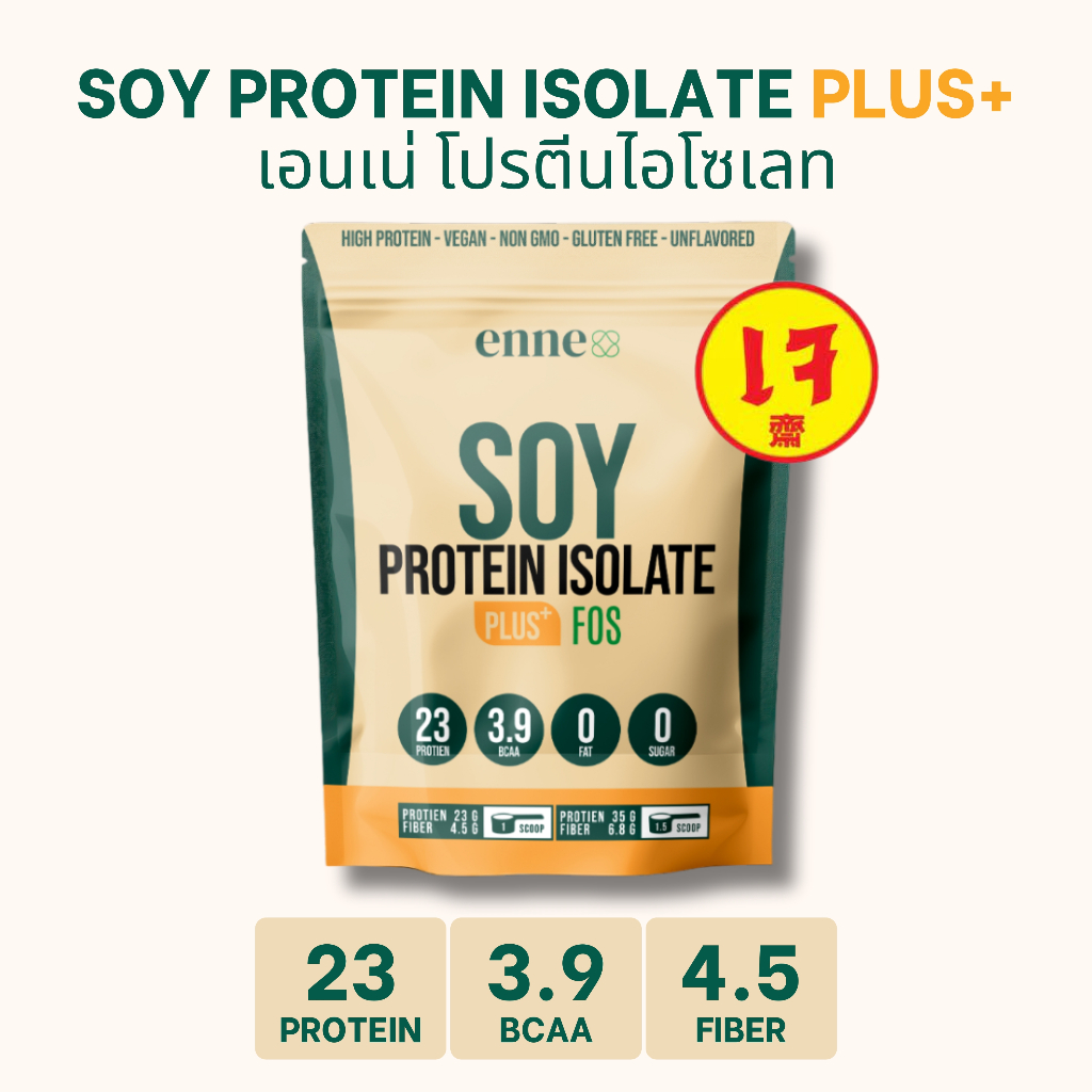 (ใหม่) เอนเน่ โปรตีนไอโซเลท ผสมพรีไบโอติกส์ Soy protein Plus Prebiotic Fiber โปรตีนถั่วเหลือง เวย์โปรตีน โปรตีน