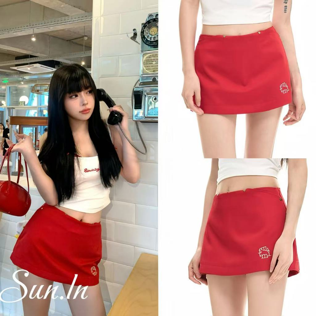 SUN พร้อมส่ง กระโปรงสั้น เอวต่ำสไตล์ กระโปรงทรงสั้น y2k เลย ผ้าอย่างดีทรงสวย มีซับใ