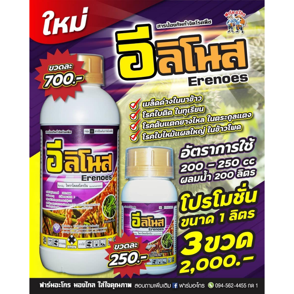 อีลิโนส สารป้องกันกำจัดโรคพืช เมล็ดด่างในข้าว ราดอกกระถิน โรคกุ้งแห้งในพริก ใบติดในทุเรียน