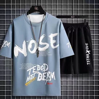 【ส่งเร็วพิเศษ】ชุดแฟชั่นชาย ชุดกางเกงขาสั้นเสื้อยืดผู้ชาย เสื้อผ้ายืด สวมใส่สบายใส่แล้วดูผอม Men's T-shirts Sets ผ้านุ่ม