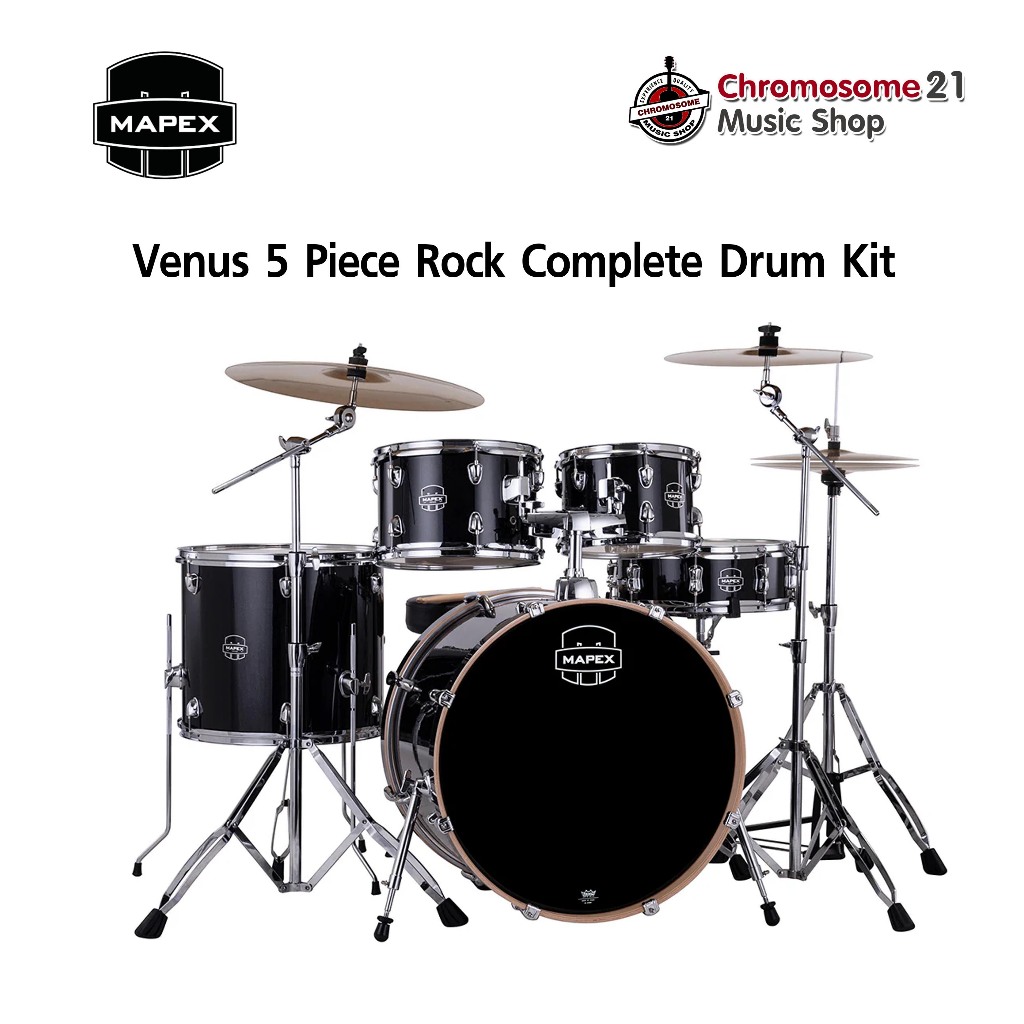 กลองชุด Mapex Venus ชุด 5 ใบ อุปกรณ์ครบชุด (สี Black Galaxy Sparkle)