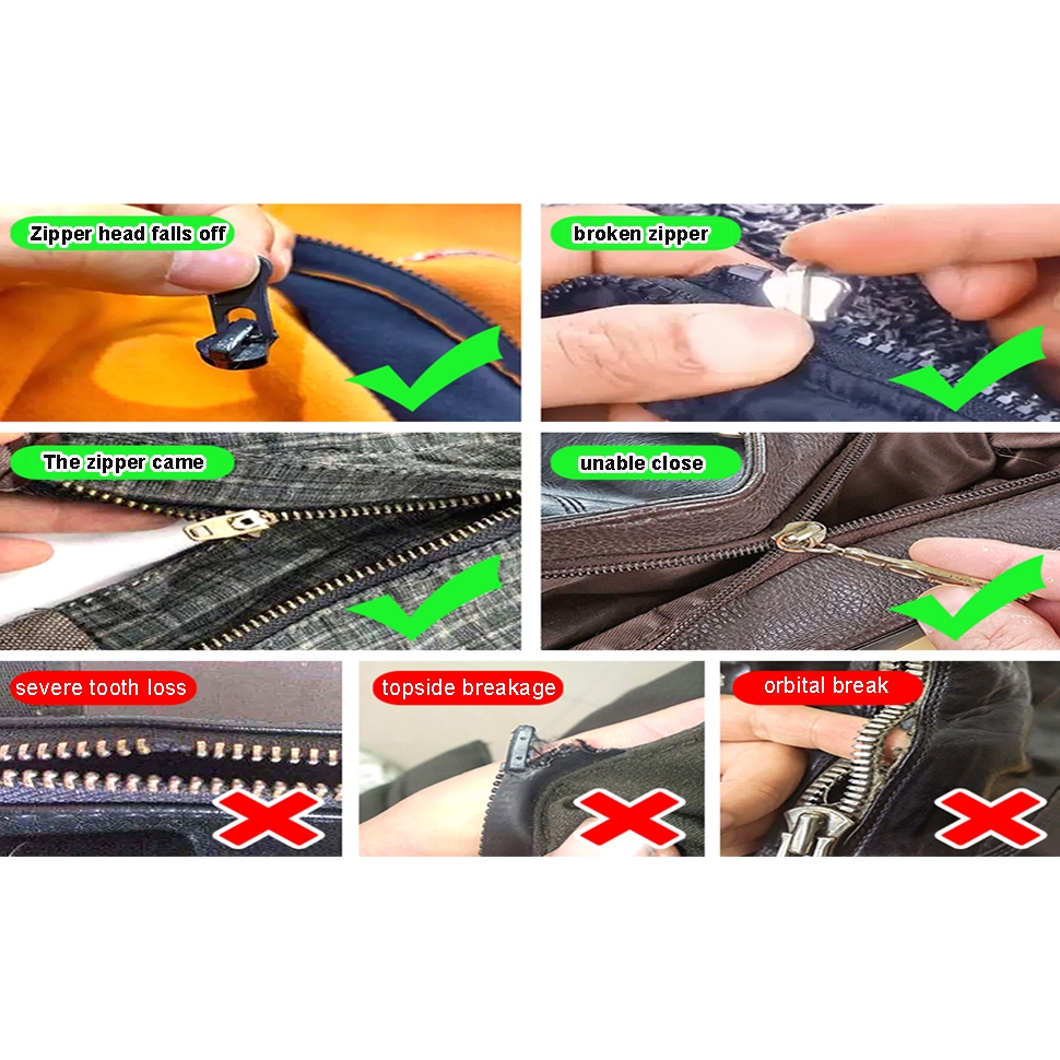 10 ชิ้น ช่างซ่อมซิป 3ขนาดที่แตกต่างกัน โลหะซิปหัวซ่อมชุด ซิปสไลด์ดึงล็อค ถอดเปลี่ยนหัวซิปหัวเข็มขัดไม่ดี - รูปที่ 5