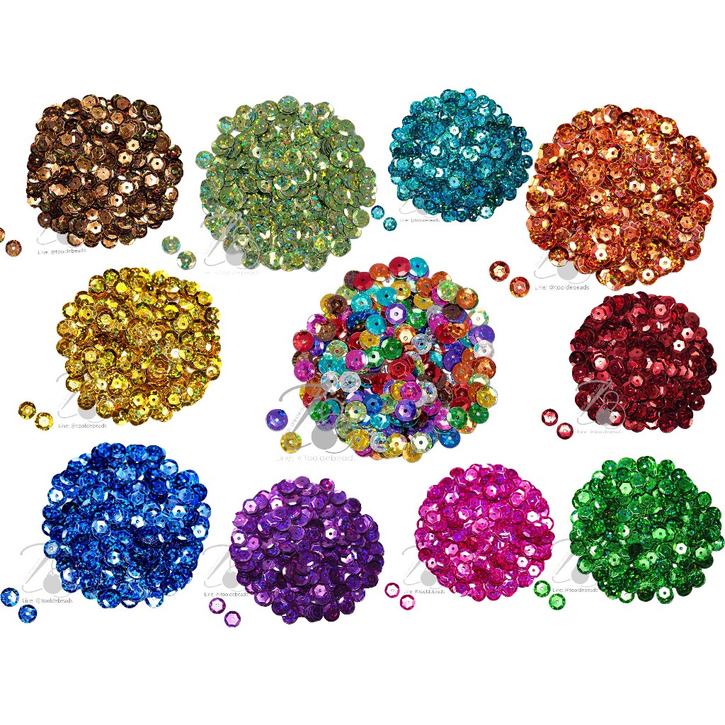 ★★★ ห่อ 500 กรัม ★★★ เลื่อมห่อใหญ่ เลื่อมจานดิสโก้ 6-8มม. เลื่อมจานโทนมุก เลื่อมปักผ้า ลูกปัดปักผ้า