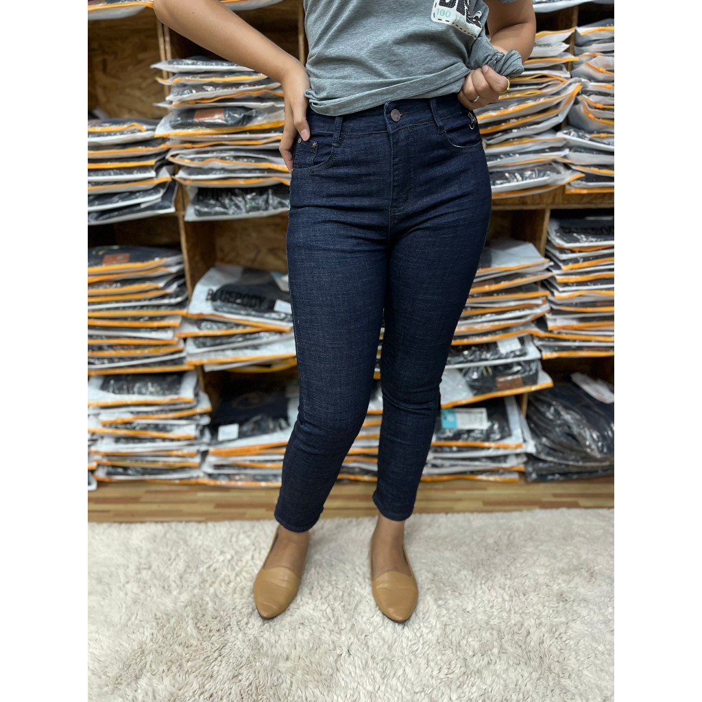 P938กางเกงยีนส์สลาฟกรมเข้ม9ส่วนแอปเปิ้ล