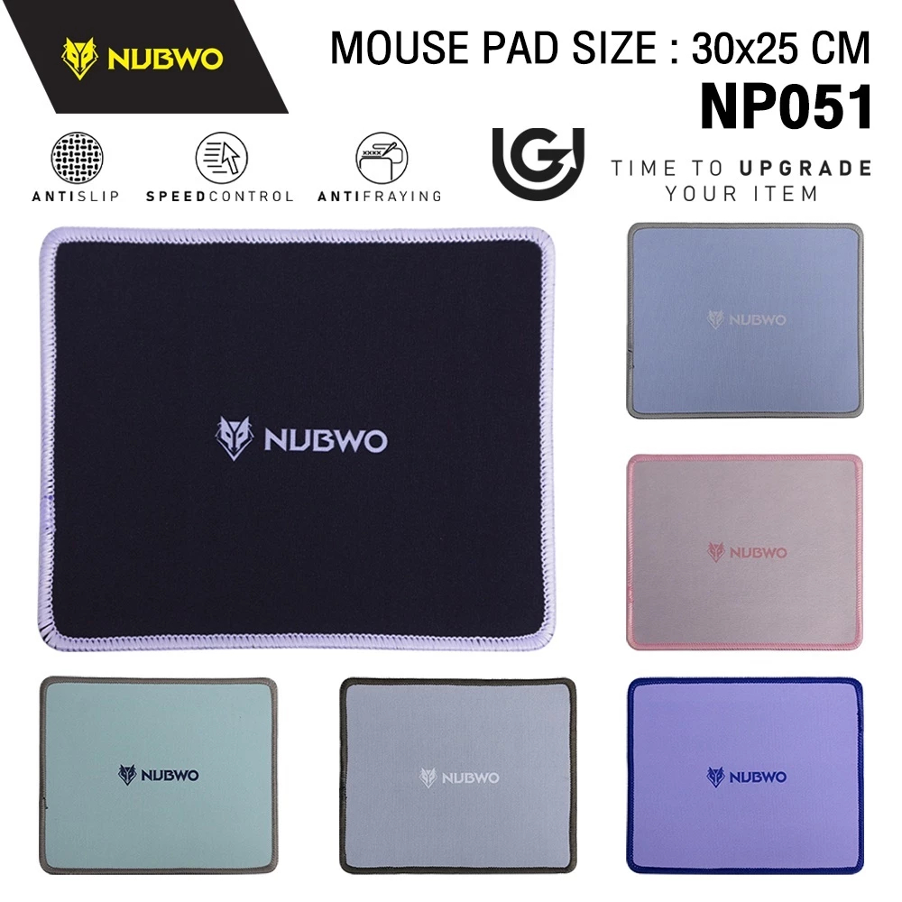 NUBWO NP051 MOUSE PAD SPEED 300x250x3 แผ่นรองเมาส์ แบบสปีด ฐานยางกันลื่น เย็บขอบทั้งสี่ด้าน 051