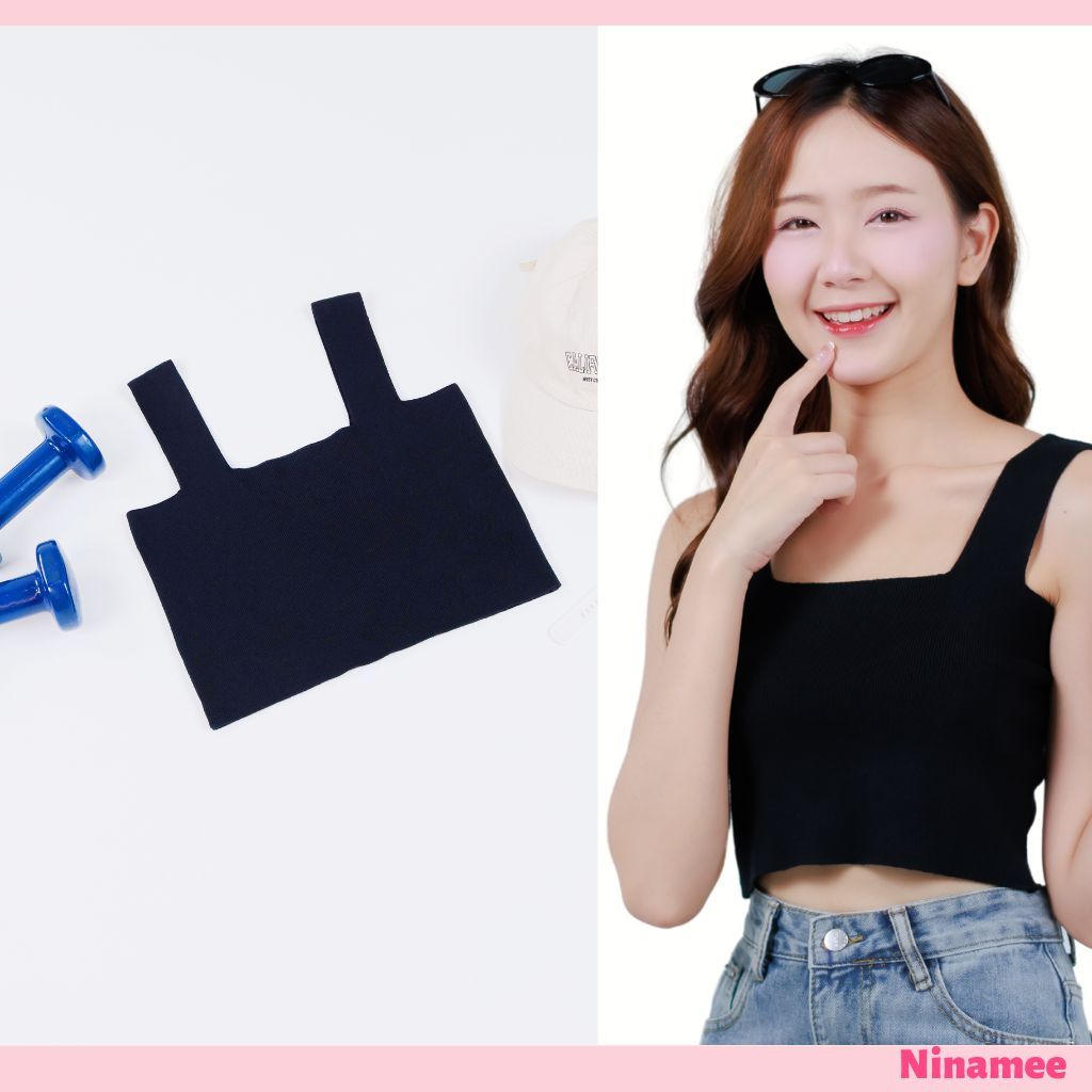 Ninamee เสื้อกล้ามครอปใส่สบาย อก 28-42 นิ้ว เสื้อกล้ามผ้าเย็น สาวอวบใส่ได้ ใส่สบายไม่รัดแน่น เสื้อซับในสายเดี่ยว
