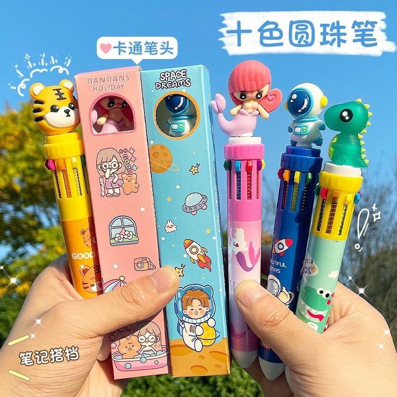 ปากกาลูกลื่น 10 สี สีสันสดใสน่ารัก เครื่องเขียน นักเรียนSSB-9803