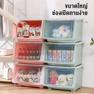 กล่องพลาสติก กล่องฝาหน้า วัสดุ PP อเนกประสงค์มีล้อ ลังอเนกประสงค์