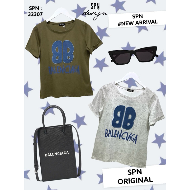 SPN 32307 เสื้อยืดคอกลม ปัก BB ความยาว 24”