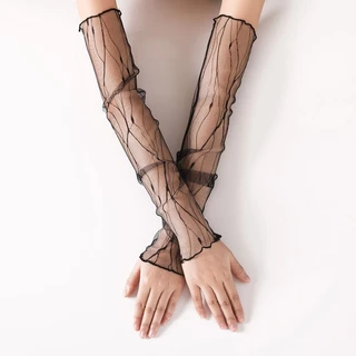 พร้อมส่งในไทย// 05 ลูกไม้ซีทรู ถุงมือตาข่ายลูกไม้ แฟชั่นโลลิต้า (Lolita Fashion) ปลอกแขนแฟชั่น