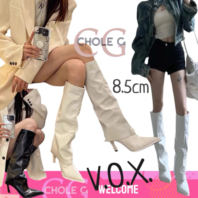Chole G: V.O.X Long Boots รองเท้าบูทหนังยาวเกาหลีส้นสูง 8.5 cm(SH0148)