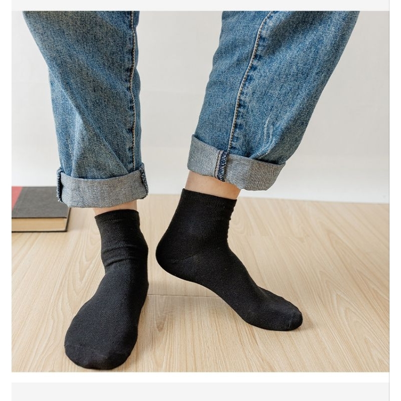 L115 ถุงเท้าสีพื้น ขาว ดำ เทา ข้อสั้น ข้อกลาง ข้อยาว ผ้านุ่ม พร้อมส่งจากไทย - รูปที่ 3