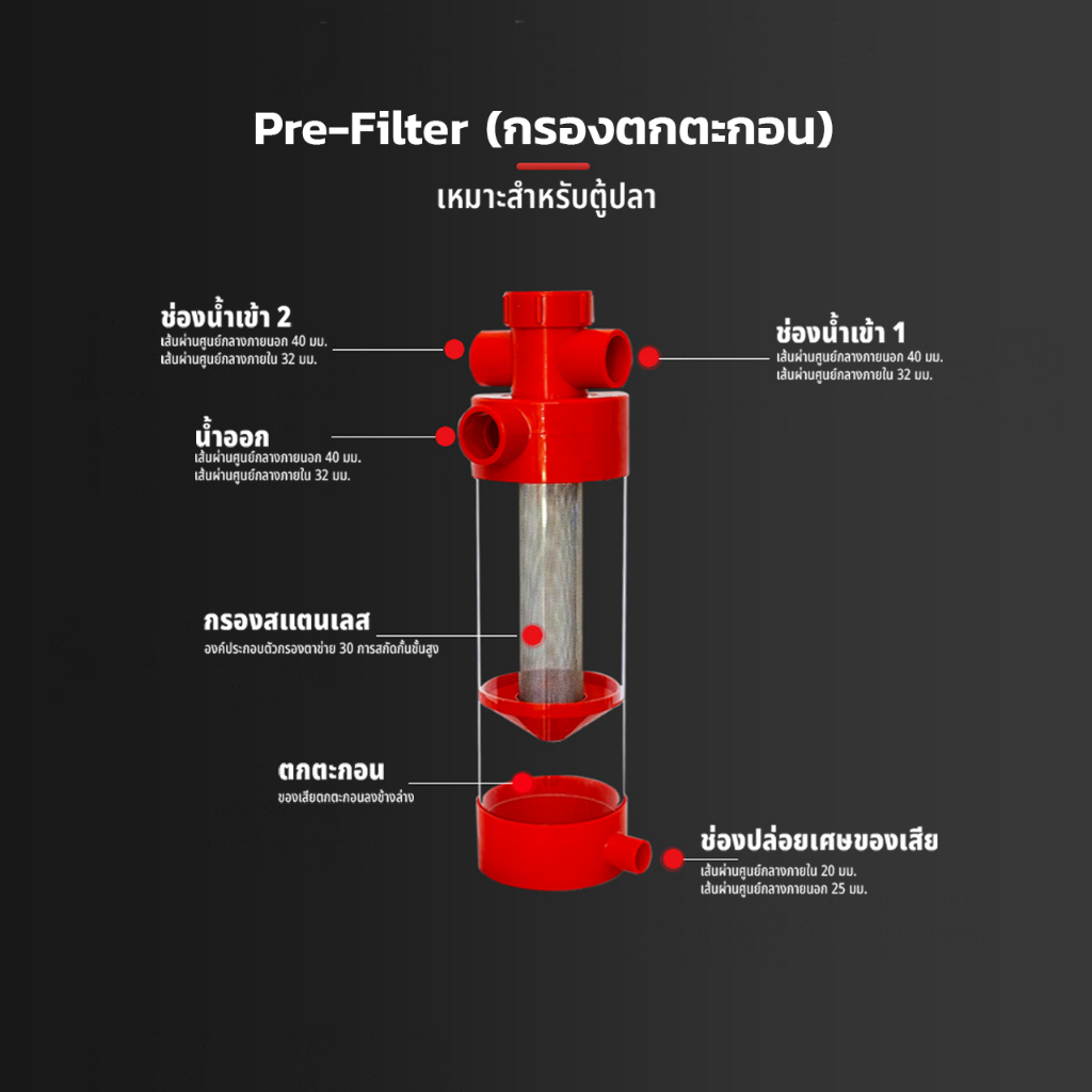 Pre-Filter (กรองตกตะกอน) เหมาะสำหรับตู้ปลา