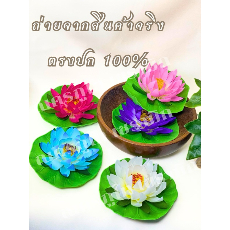 ดอกบัวลอยน้ำ ขนาด 10 ซม. (M) ดอกบัวประดิษฐ์ ดอกบัวปลอม ตัวดอกผลิตจากผ้าไหม ลอยน้ำได้ดี สีสันสดใส