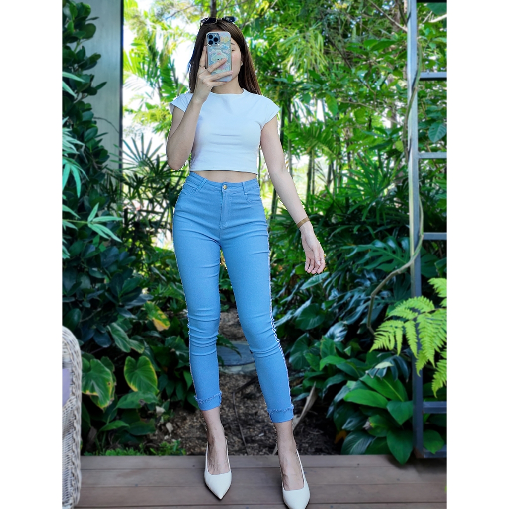 กางเกงยีนส์ ขายาว กางเกงยีนส์สกินนี่ ผ้ายืด ผ้ายีนส์ดีสวมใส่สบาย ขนาด ฟรีไซส์ มี 4 สี ให้เลือก 🚚 พร้อมจัดส่งในไทย 🚚 - รูปที่ 2