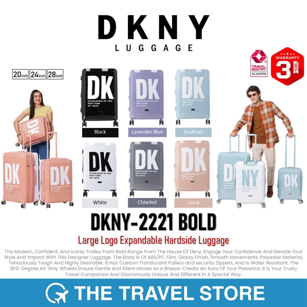 DKNY-2221 BOLD Large Logo Expandable Hardside Luggage กระเป๋าเดินทางล้อลาก