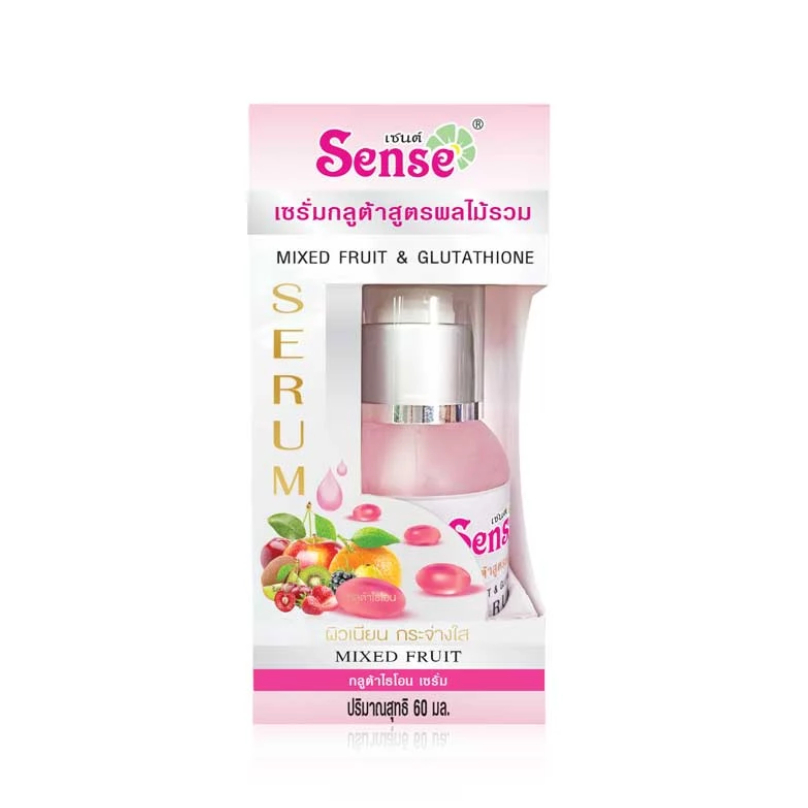 Sense เซรั่มกลูต้าสูตรผลไม้รวม ผิวเนียน กระจ่างใส [กลูต้าไธโอน เซรั่ม] Mixed fruit 60ML.