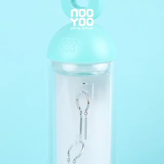 NooYoo ต่างหูสำหรับผิวแพ้ง่าย Half Hoop Ring with Dangling Bar Surgical Steel