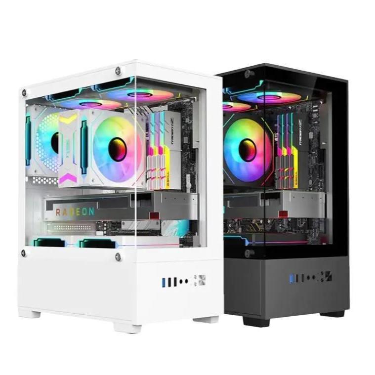 CASE COMPUTER เคสคอม เคสตั้งโต๊ะATXสีดำ/สีขาว/กระจกนิรภัยด้านข้าง เคสคอมพิวเตอร์ตู้ปลาขนาดเล็ก