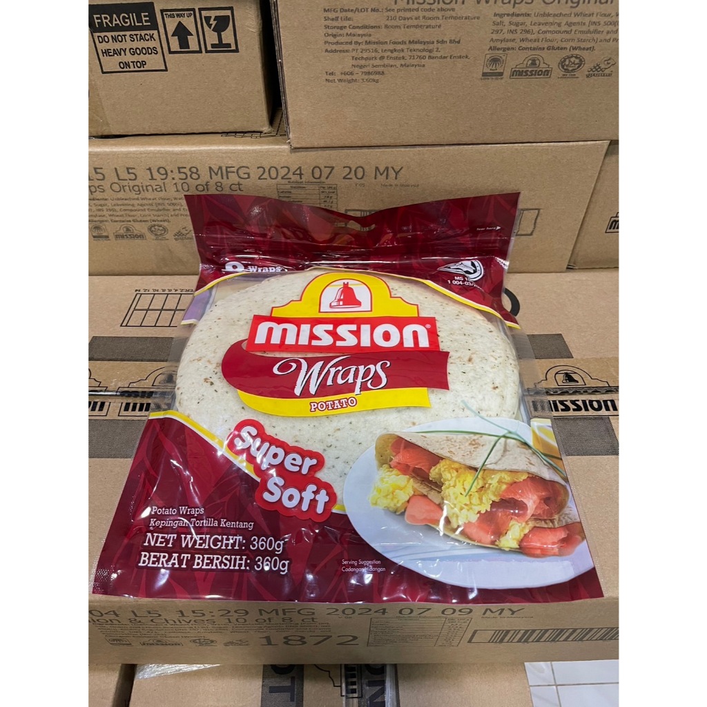 mission wrapแผ่นตอติญ่าpotato (ห่อสีแดง) 360กรัม