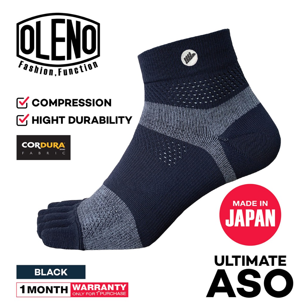 OLENO รุ่น Ultimate ASO (Black) ถุงเท้าแยก 5 นิ้ว แพคเดี่ยว