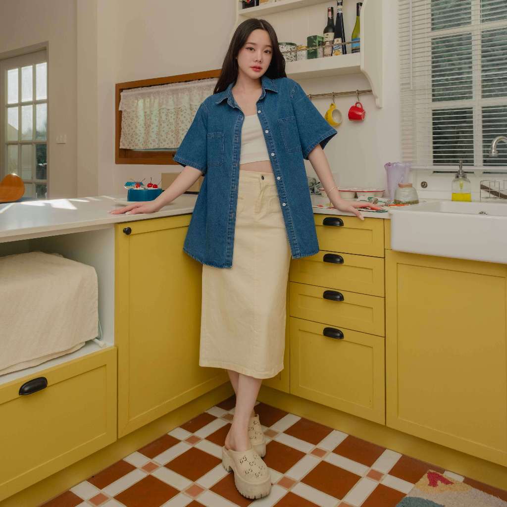 Kimmame - เสื้อ รุ่น Sabrina Denim Shirt