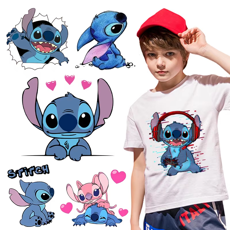 ตัวรีดติดเสื้อ F.283.ตัวรีดติดเสื้อ Stitch set 2   รีดติดง่ายทุกเนื้อผ้า DIY Patches