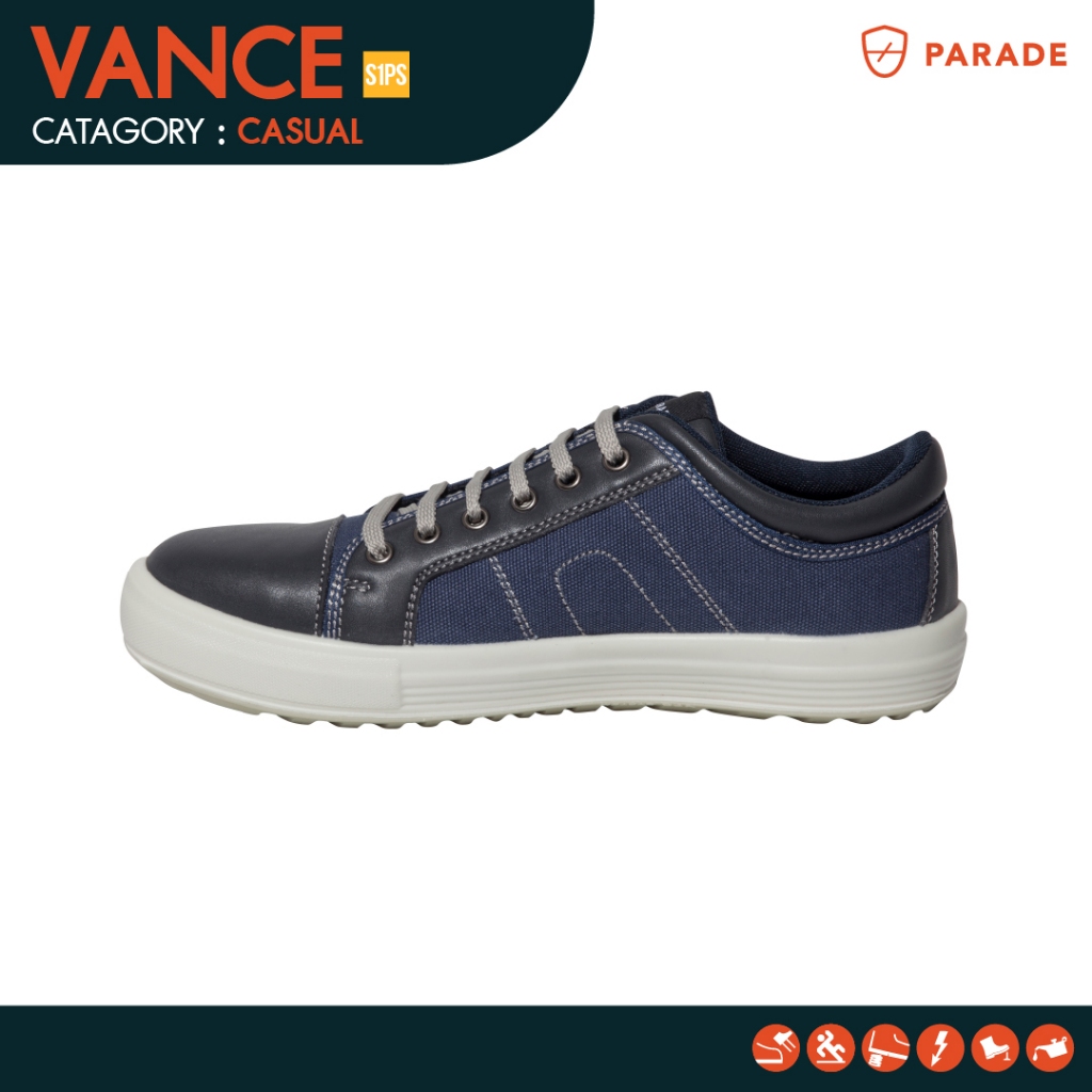 รองเท้าผ้าใบเซฟตี้ Parade รุ่น VANCE หัวเหล็ก กันลื่น กันทะลุ รองรับแรงกระแทกได้ดี