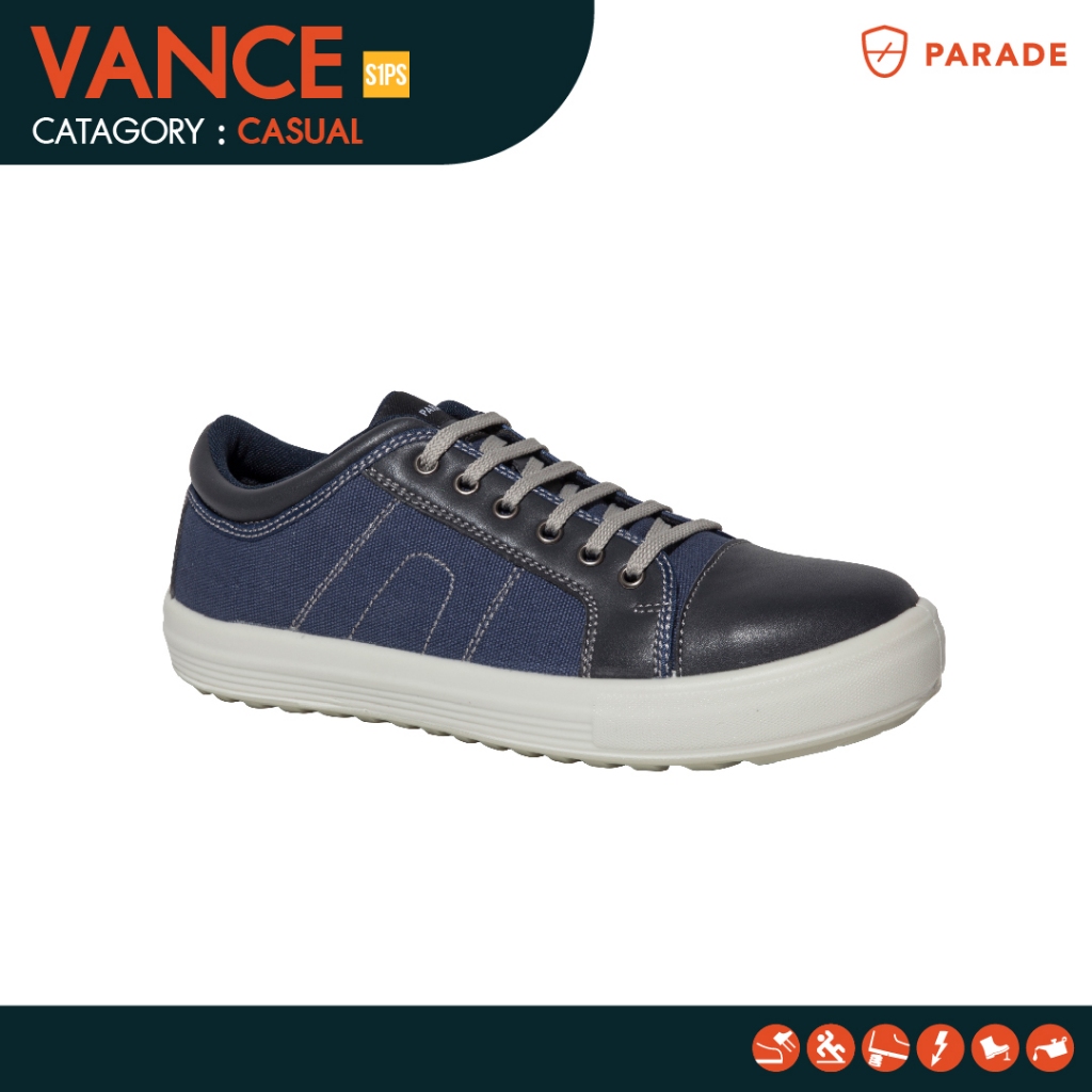 รองเท้าผ้าใบเซฟตี้ Parade รุ่น VANCE หัวเหล็ก กันลื่น กันทะลุ รองรับแรงกระแทกได้ดี