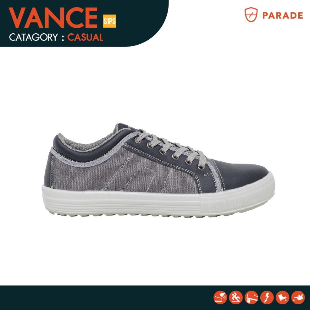 รองเท้าผ้าใบเซฟตี้ Parade รุ่น VANCE หัวเหล็ก กันลื่น กันทะลุ รองรับแรงกระแทกได้ดี