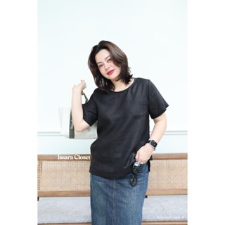 เสื้อคอกลมรุ่น Tee   Linen    #สีดำ