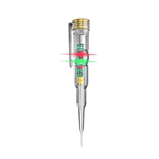 1-2pcsปากกาทดสอบแรงดันไฟฟ้า แบบไม่สัมผัส มีไฟ LED สองสี ไขควงใบมีดแบน LED ตรวจจับสายไฟ