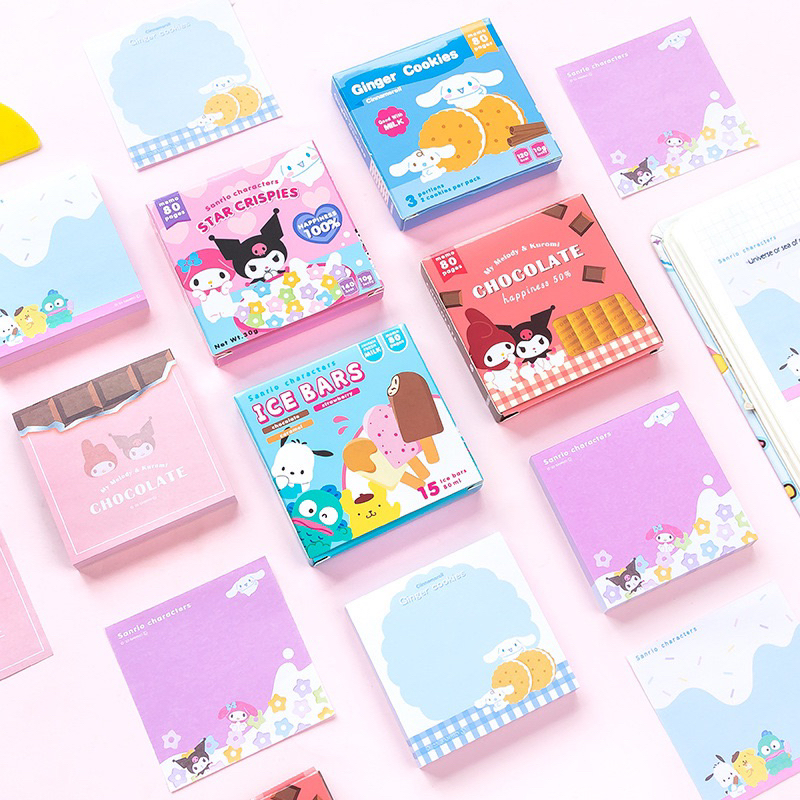 Sanrio กระดาษโน้ตแบบกล่อง 80 แผ่น